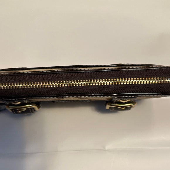 Coach Signature Brown and Tan Wallet with Gold Buckles - Picture 5 of 6